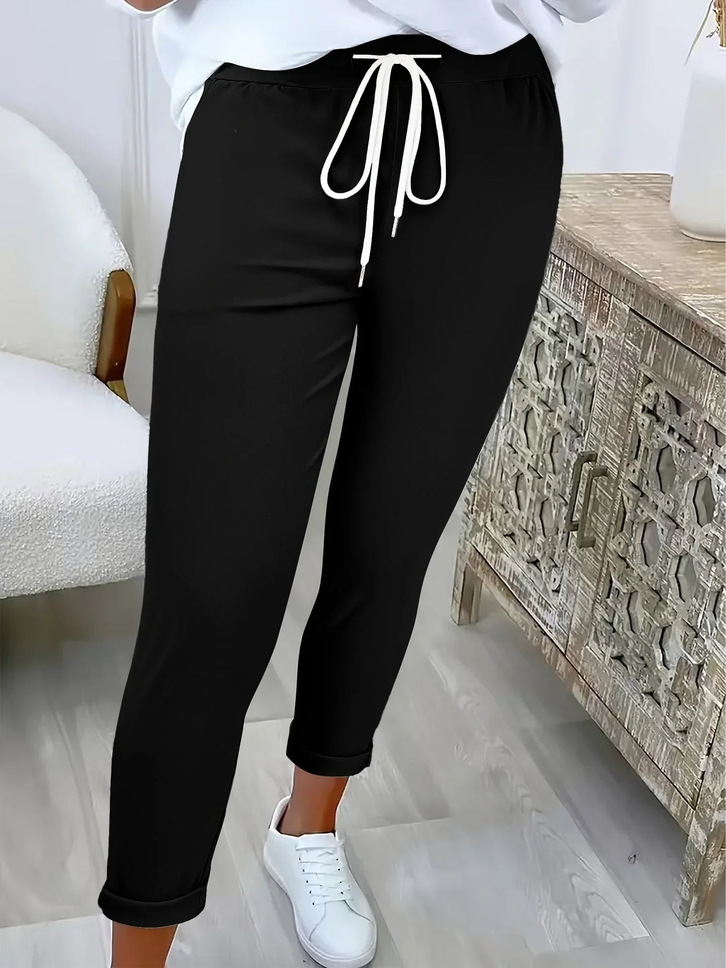 Edvige Alberti™ Eleganckie spodnie jogger ze średnim stanem na co dzień
