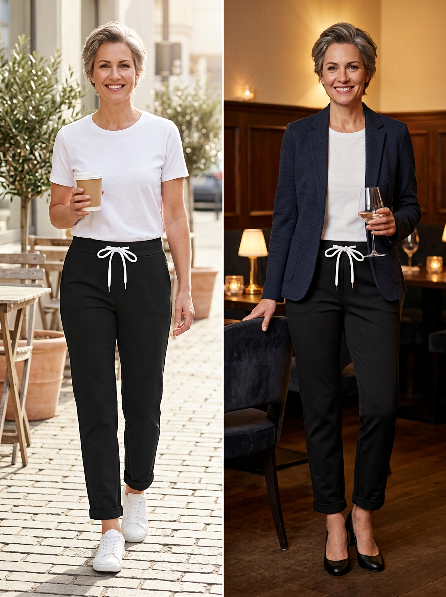 Edvige Alberti™ Eleganckie spodnie jogger ze średnim stanem na co dzień