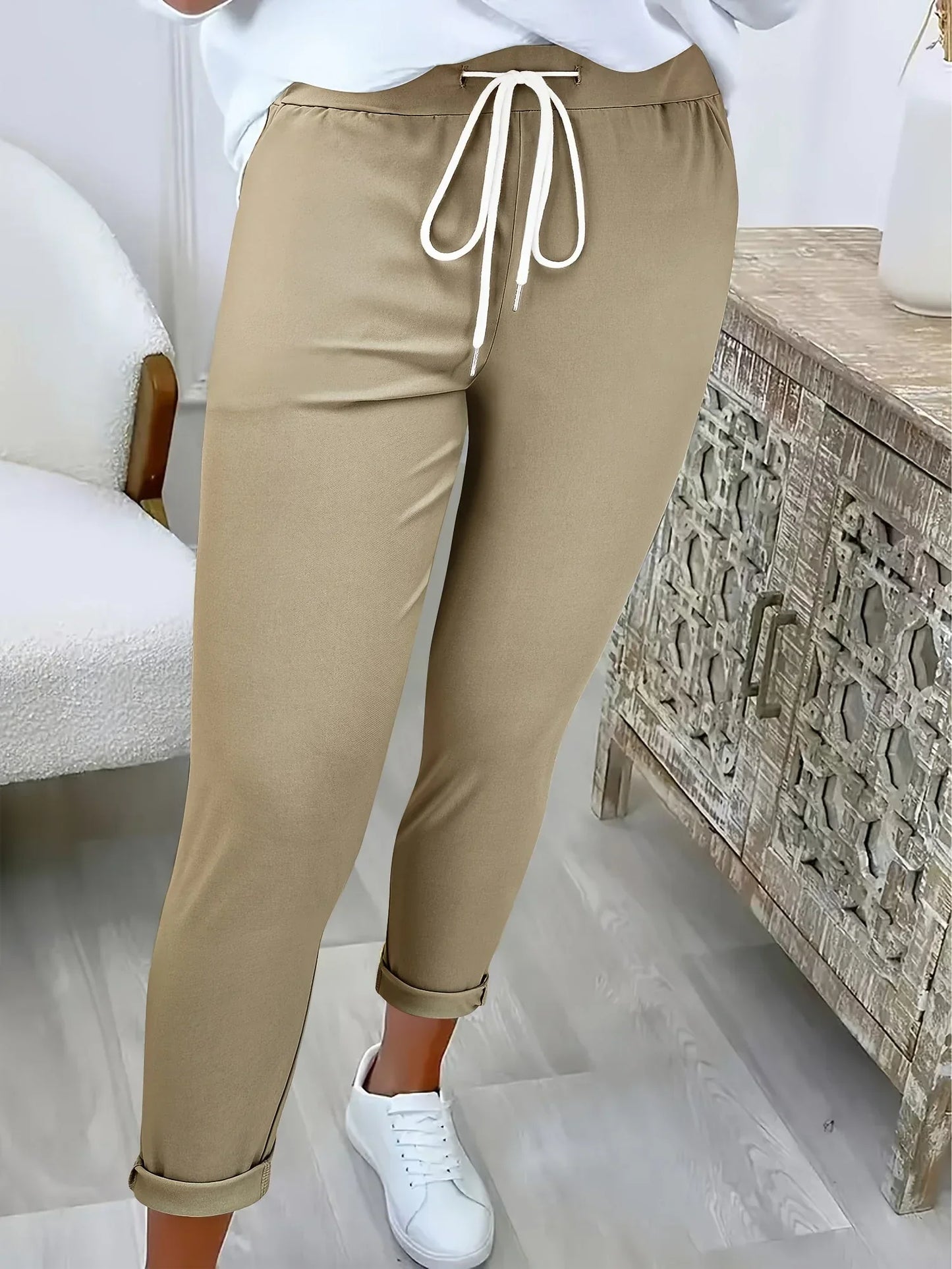 Edvige Alberti™ Eleganckie spodnie jogger ze średnim stanem na co dzień