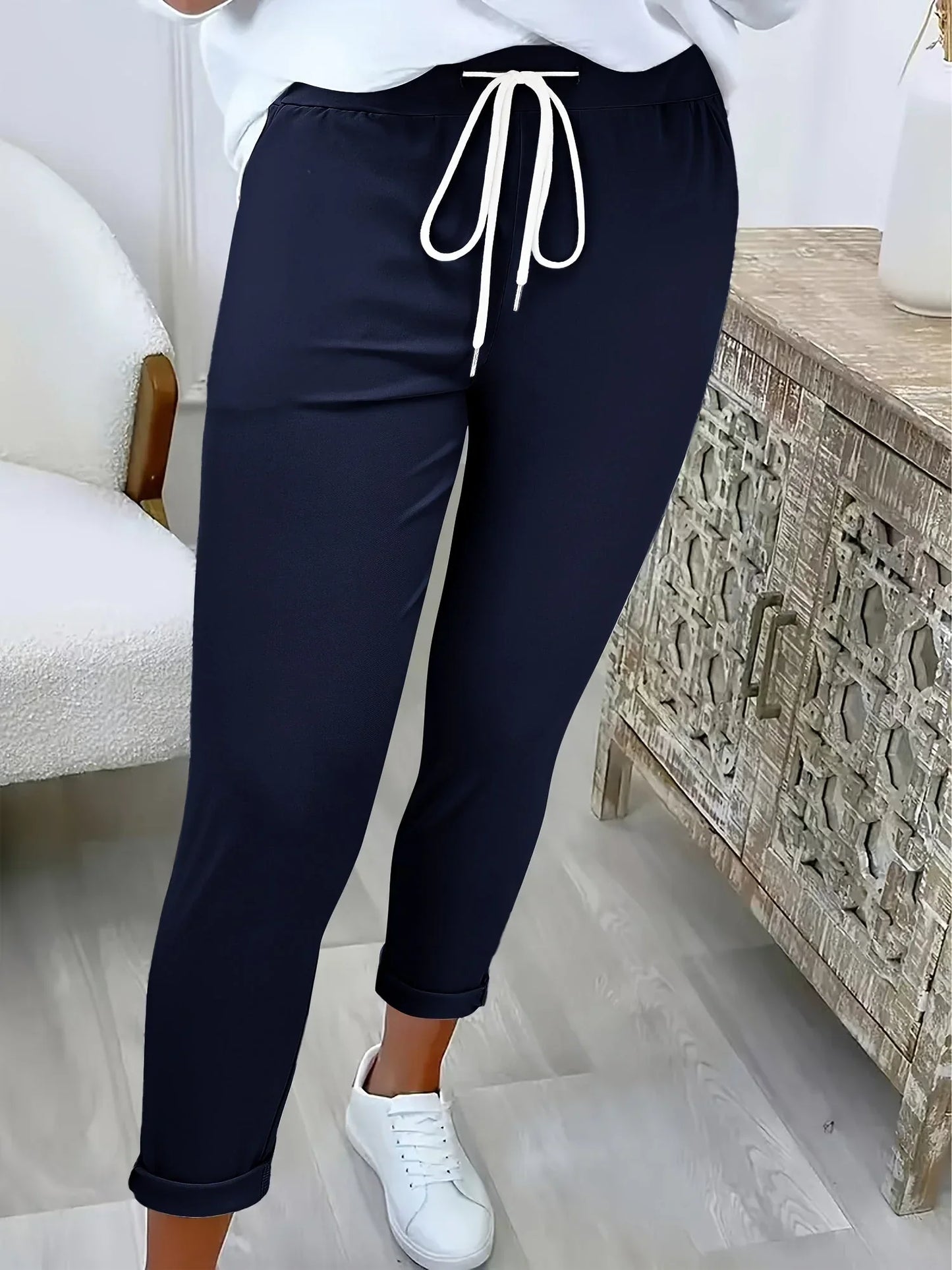 Edvige Alberti™ Eleganckie spodnie jogger ze średnim stanem na co dzień