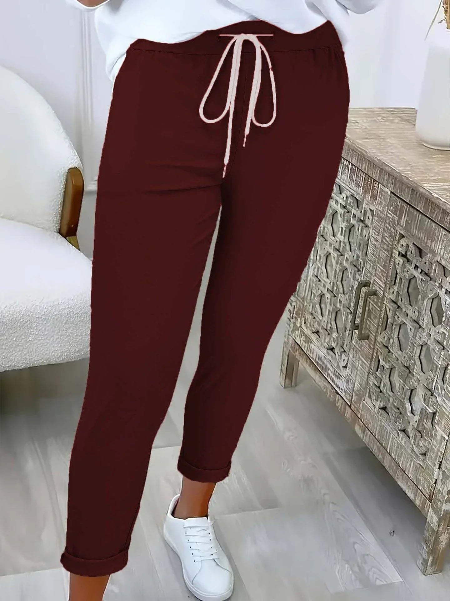 Edvige Alberti™ Eleganckie spodnie jogger ze średnim stanem na co dzień