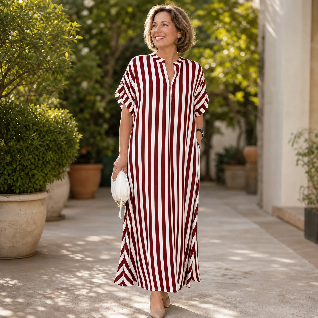 Elettra Zenari™ Elegancka sukienka w paski boho maxi na każdą okazję