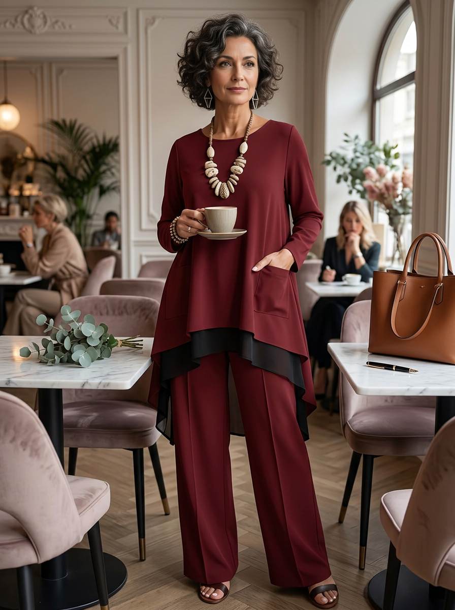 Fausta Aloisi™ Skoordynowany dwuczęściowy komplet damski do codziennych stylizacji