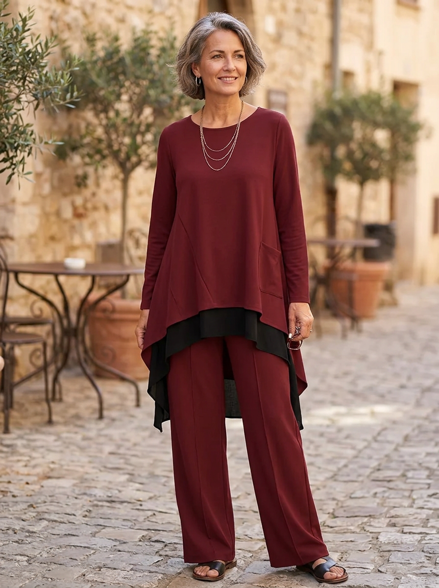 Fausta Aloisi™ Skoordynowany dwuczęściowy komplet damski do codziennych stylizacji