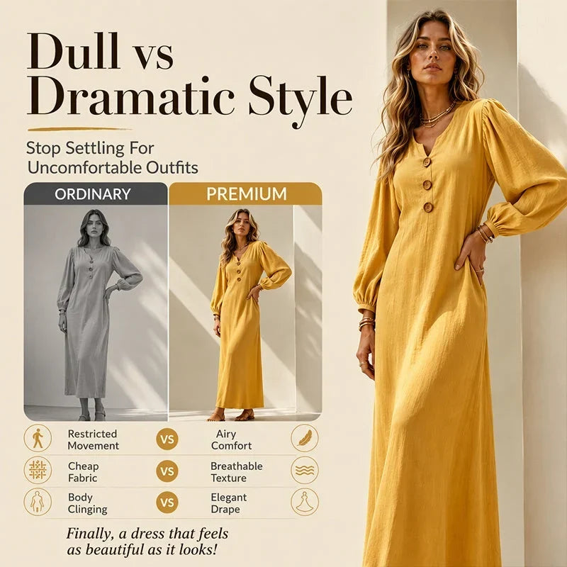 Felicia Brambati™ Wszechstronna sukienka z dekoltem V na guziki dla swobodnej elegancji