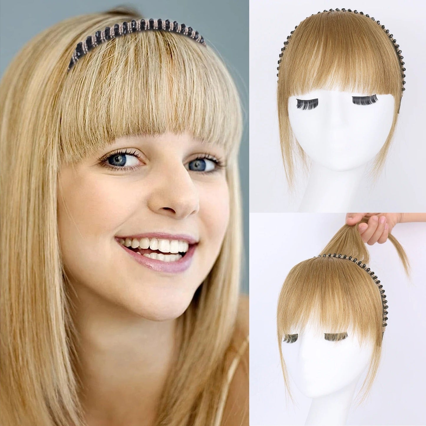 FringeWave™ Elegancka Grzywka na Klipsach z Opaską do Włosów