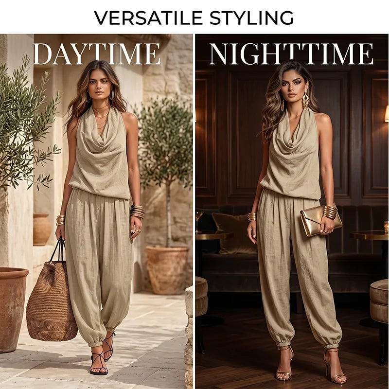 Gelsomina Brentani™ Drapowany kombinezon halter w swobodnym stylu