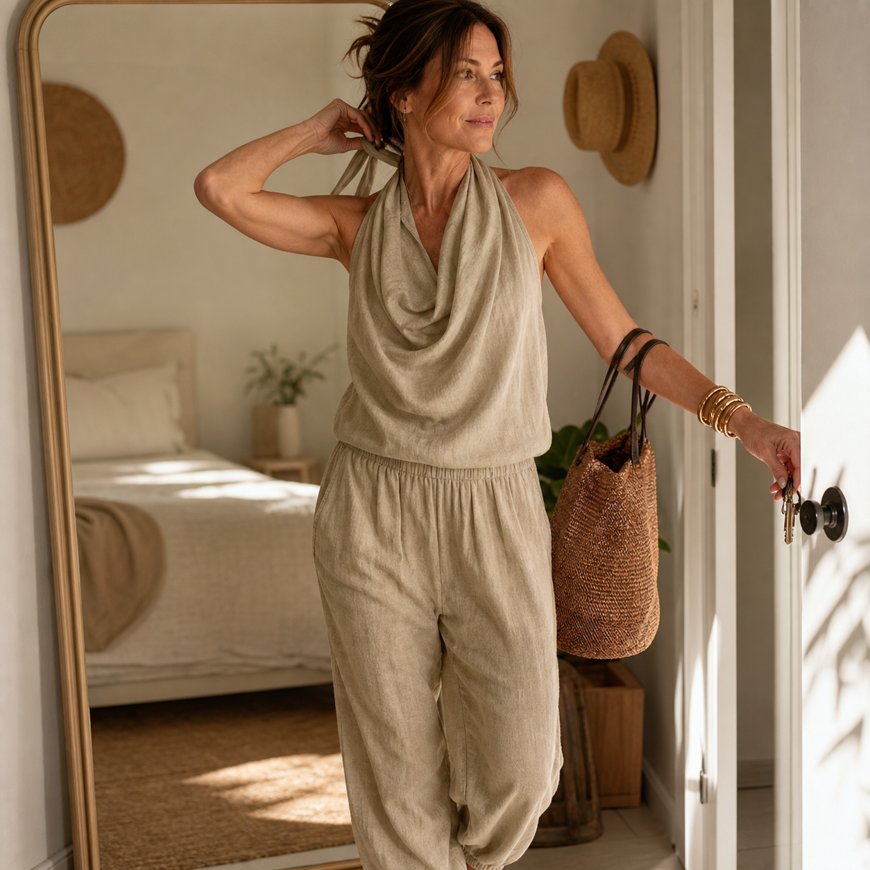 Gelsomina Brentani™ Drapowany kombinezon halter w swobodnym stylu
