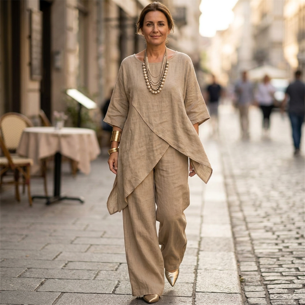 Letizia Sala™ Stylowy luźny komplet dwuczęściowy