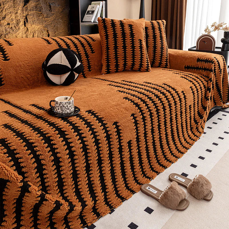 GripPlush Soft Grip Sofa Protector - lifestyle shot of sofa cover on modern living room sofa