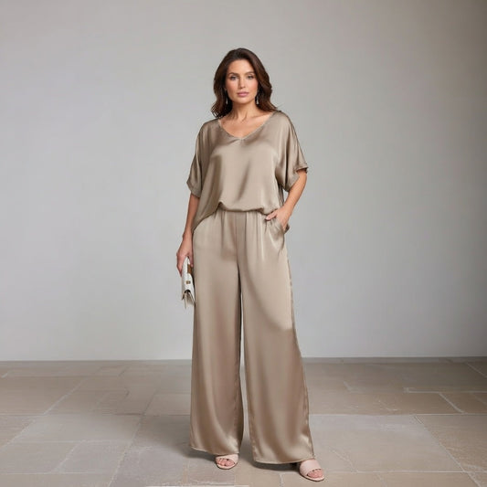 Isabella Caruso™ satynowy komplet loungewear na co dzień