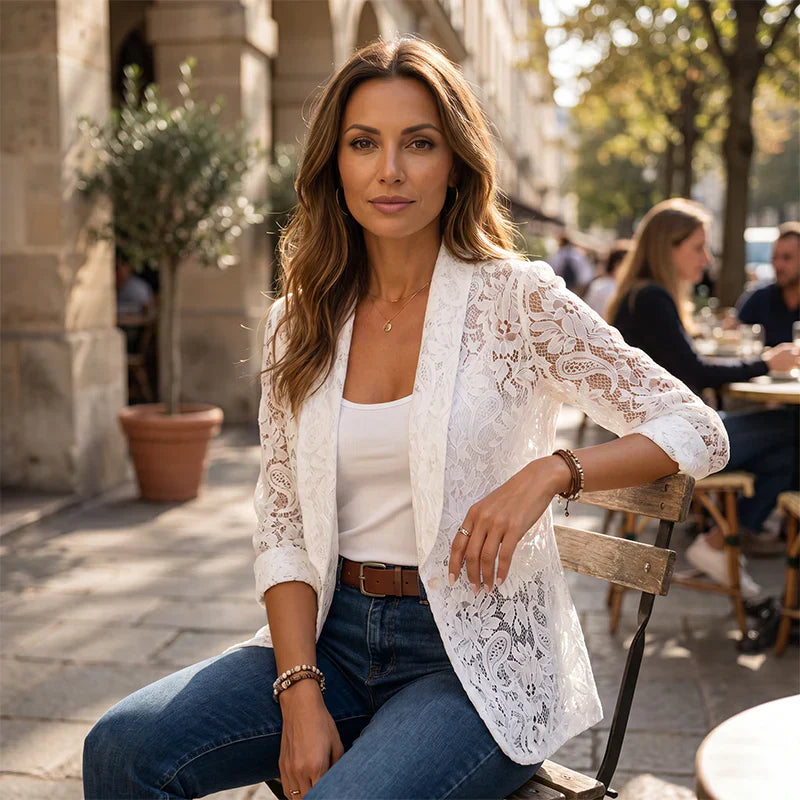 Lara Patane™ Elegancki żakiet koronkowy do pracy i na okazje