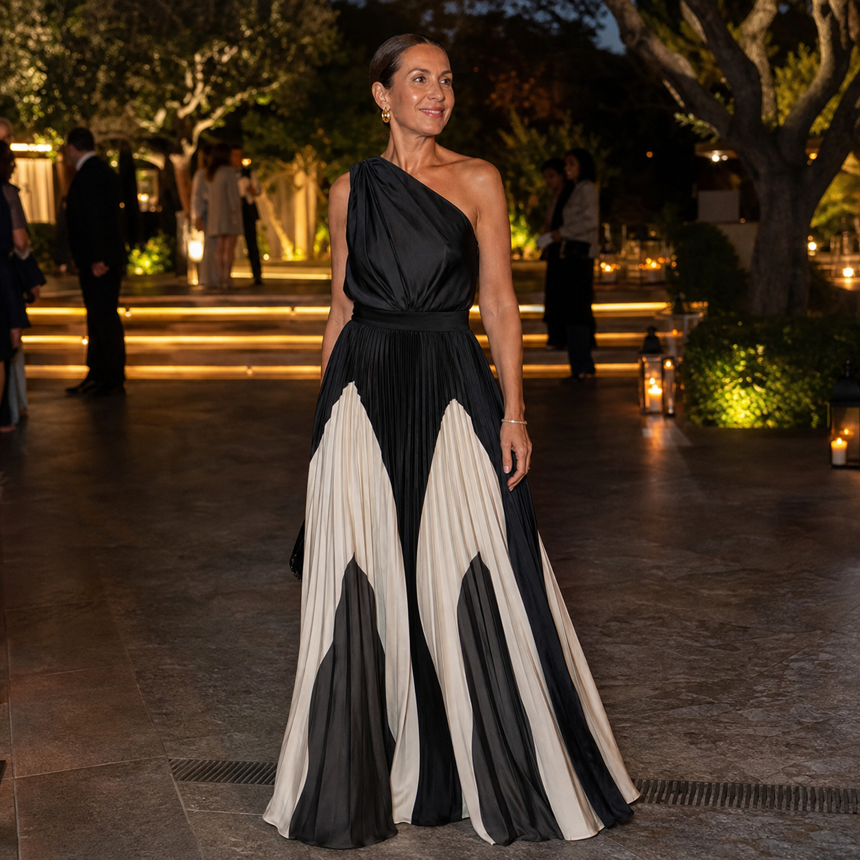 Lara Rufo™ Elegancka sukienka na jedno ramię na wieczorne wydarzenia
