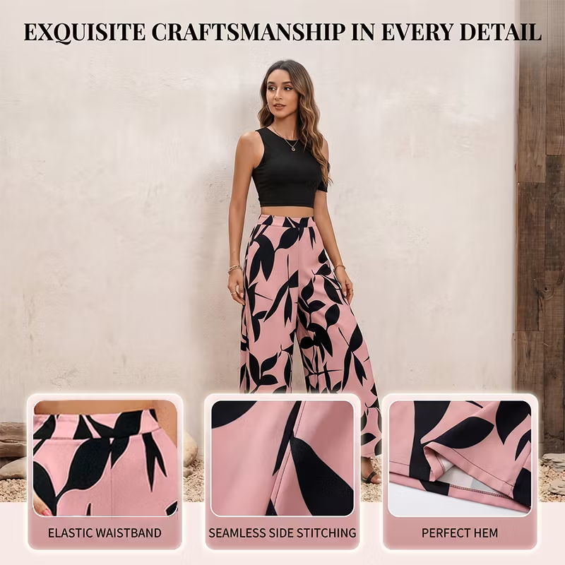 Laura Abbondanza™ Spodnie z wzorem wide-leg do codziennych stylizacji