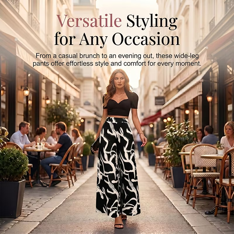 Laura Abbondanza™ Spodnie z wzorem wide-leg do codziennych stylizacji