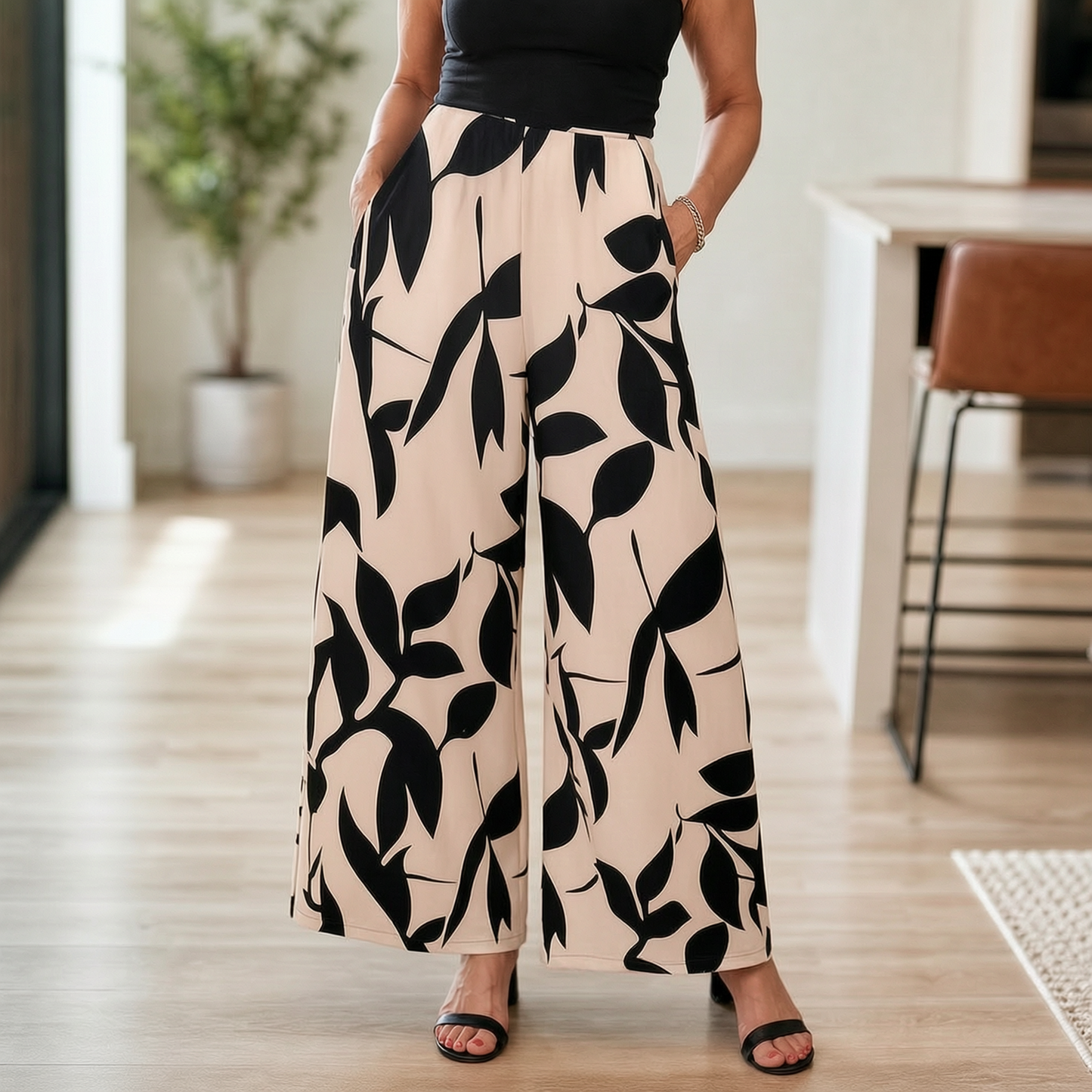 Laura Abbondanza™ Spodnie z wzorem wide-leg do codziennych stylizacji