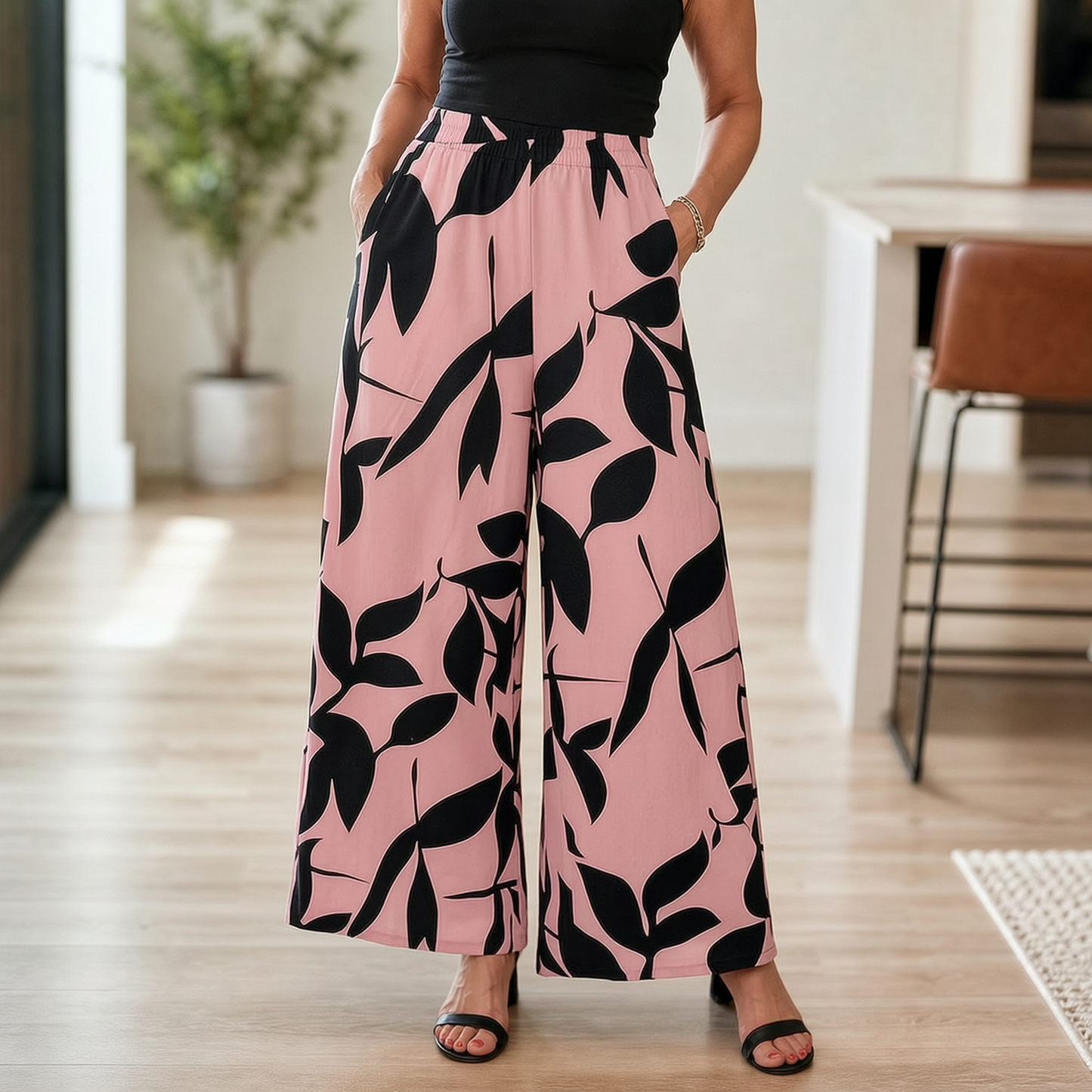Laura Abbondanza™ Spodnie z wzorem wide-leg do codziennych stylizacji