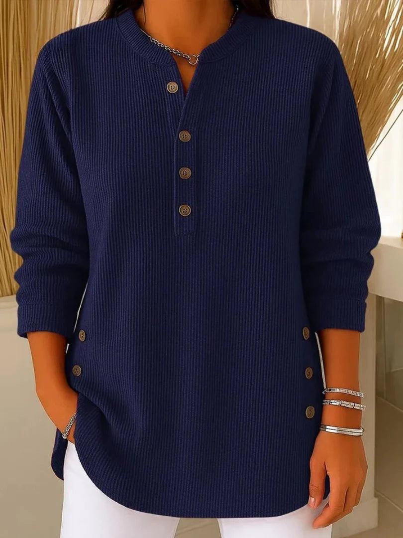 Marina Conforti Cozy Round Neck Sweatshirt - angled front view of round neck sweatshirt