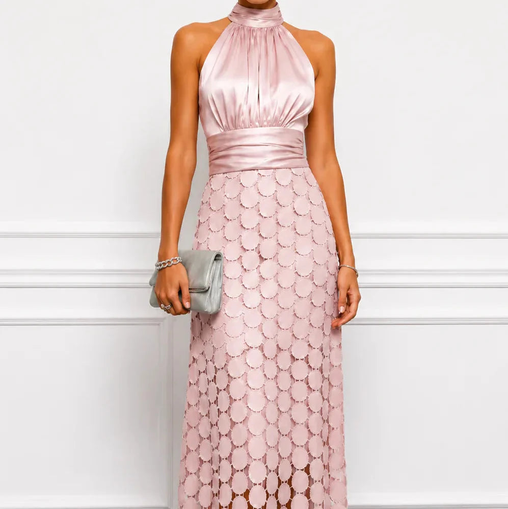 Orsola Truffi™ Zwiewna sukienka midi z dekoltem halter dla bezwysiłkowej elegancji
