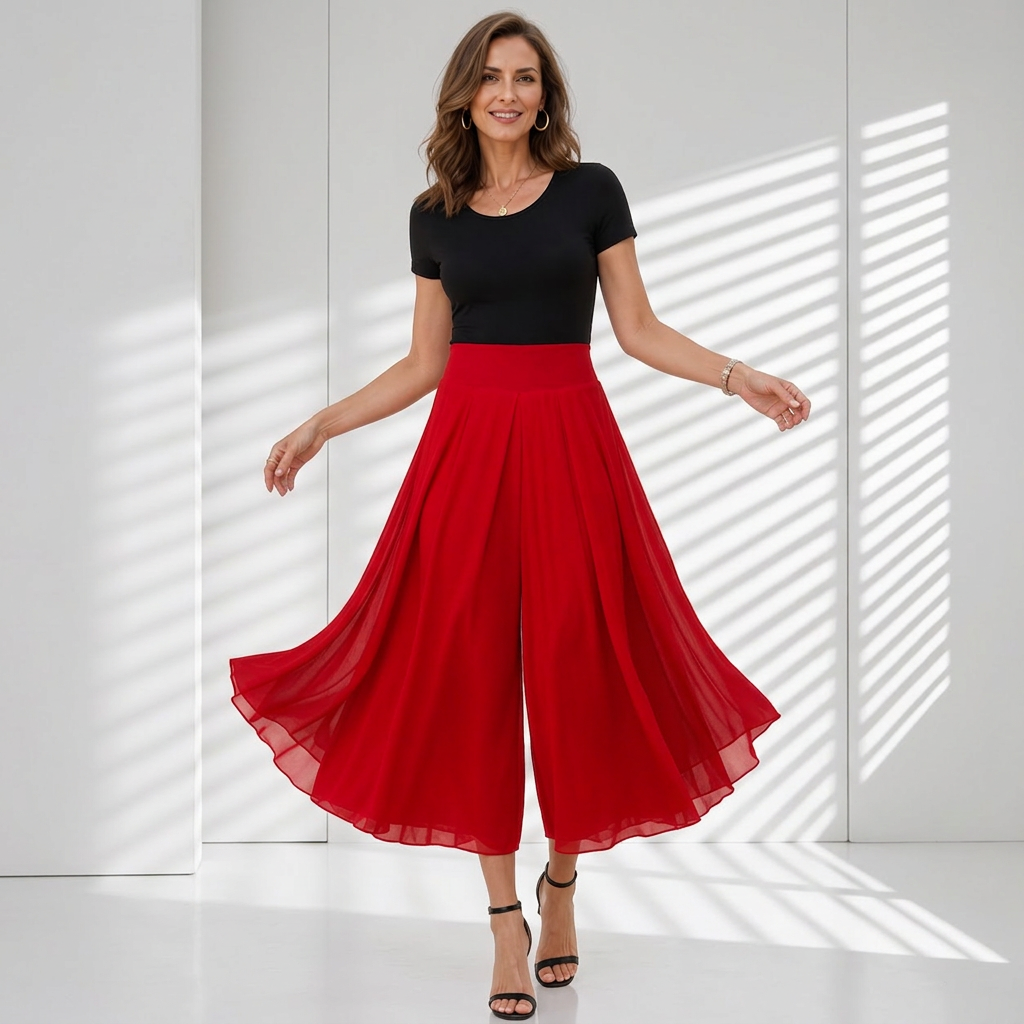Patrizia Curci™ Zwiewne spodnie z szyfonu z wysokim stanem dla codziennej elegancji