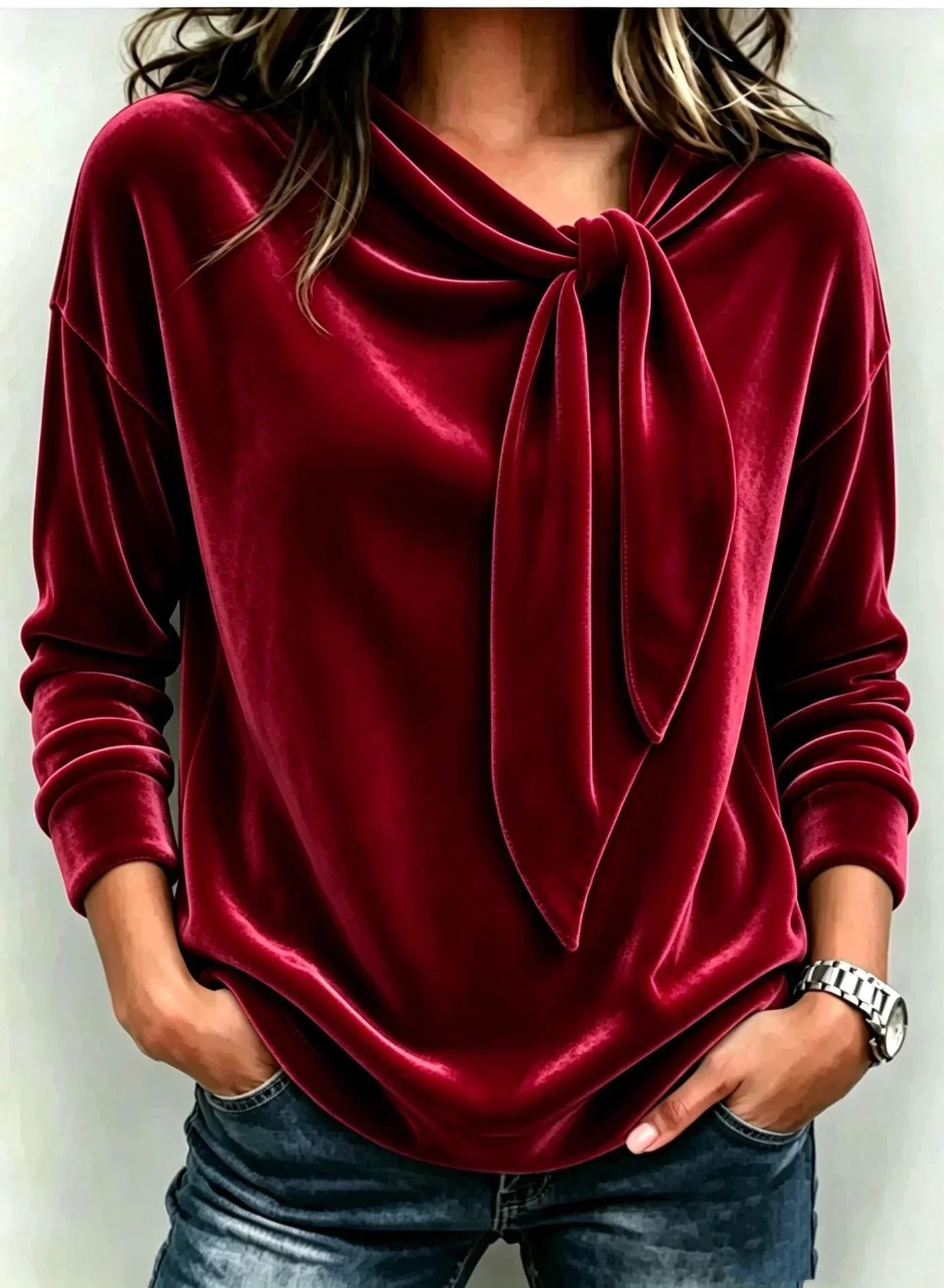 Rebecca Boccaccio™ Elegancka bluzka z kokardą przy dekolcie