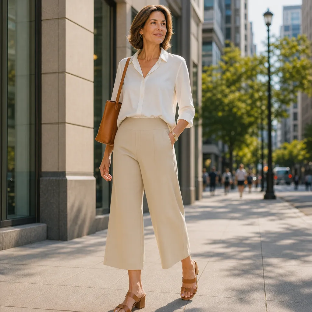 Rebecca Silvi™ Wszechstronne szerokie spodnie 7/8 culotte