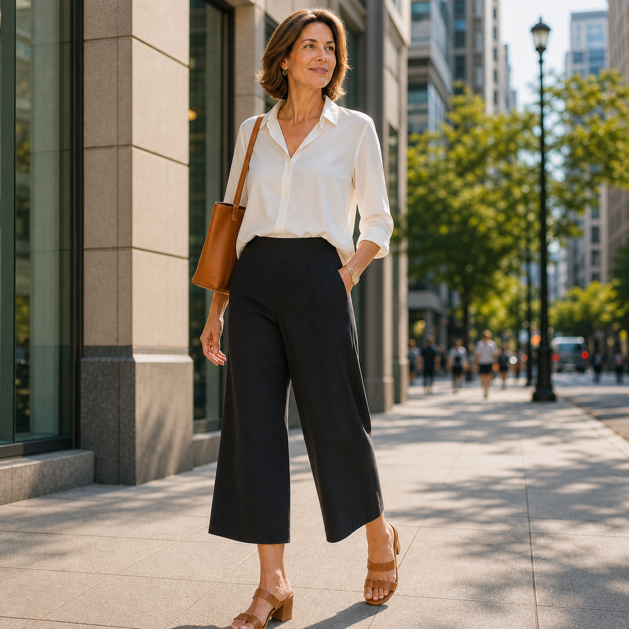 Rebecca Silvi™ Wszechstronne szerokie spodnie 7/8 culotte