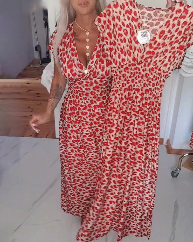 Rosaria Ventori Elegant Printed V-Neck Dress - gallery view 4
