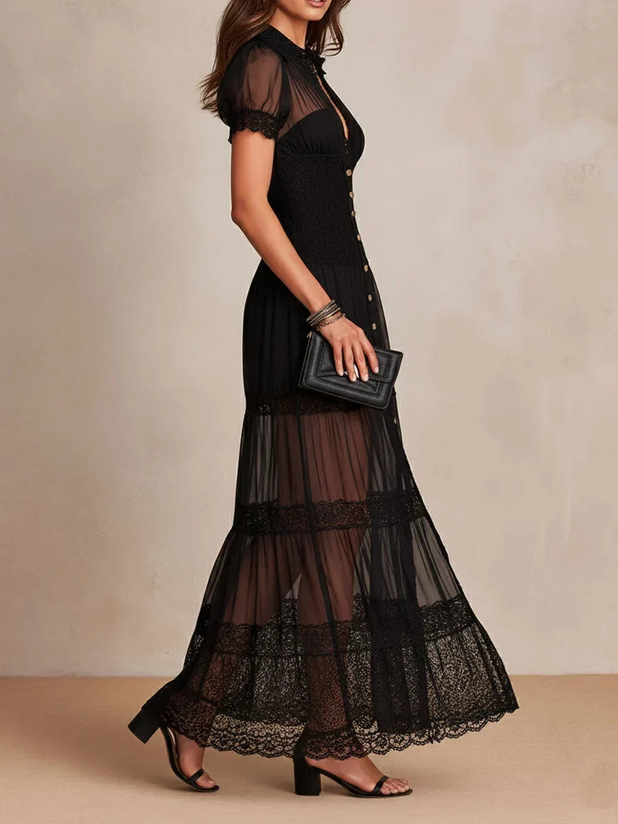 Sabina Astolfi™ Elegancka koronkowa suknia maxi na wyjątkowe okazje