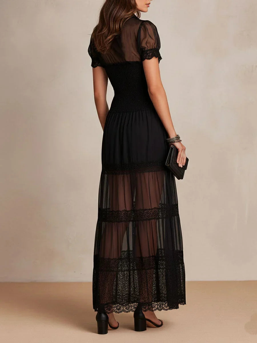 Sabina Astolfi™ Elegancka koronkowa suknia maxi na wyjątkowe okazje