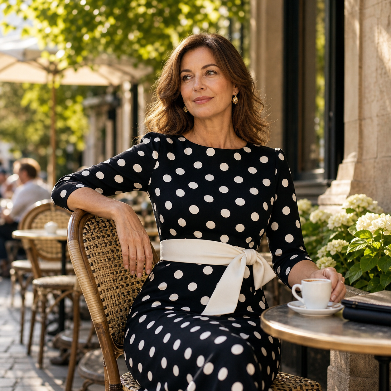 Sabina Azzolini™ Elegancka sukienka w groszki dla stylu bez wysiłku