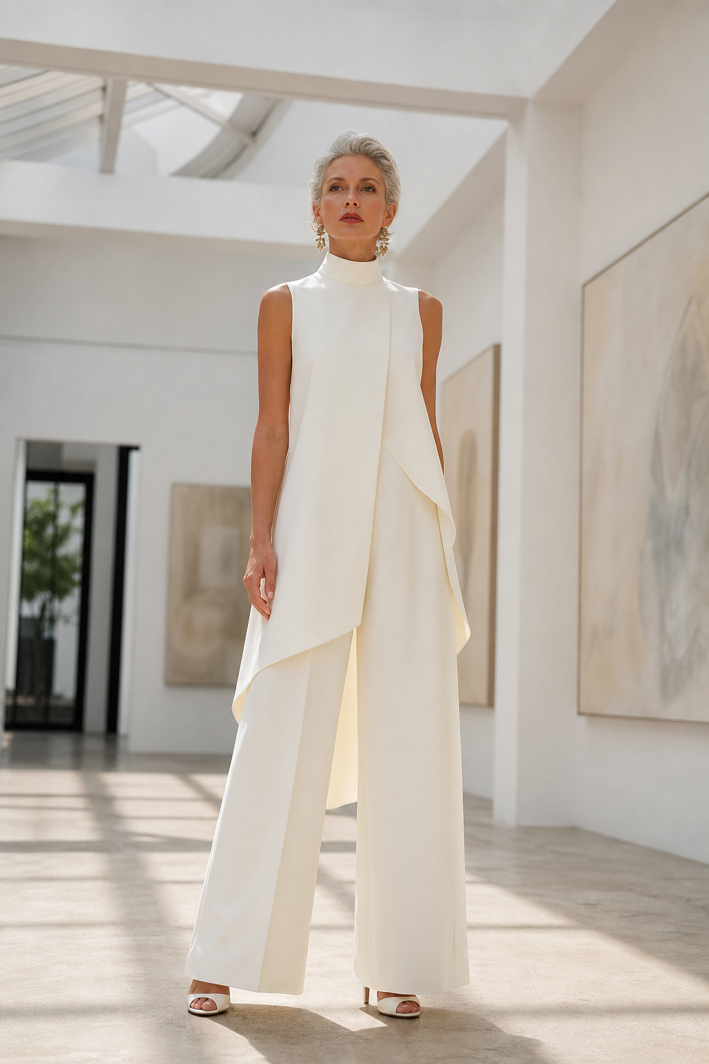Sabrina Provenzano™ Asymetryczny zestaw z golfem w eleganckim stylu