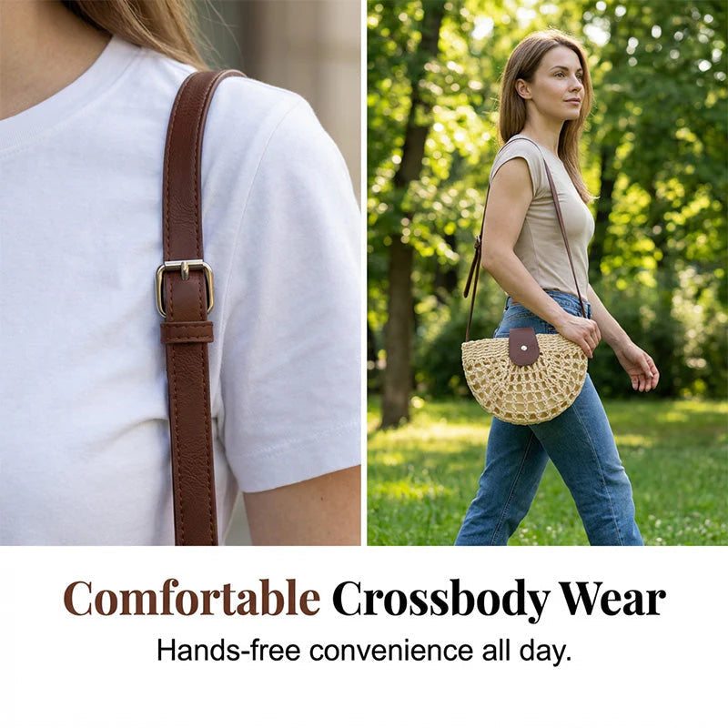 Seraphina Woven Crossbody Backpack for Women - top opening detail