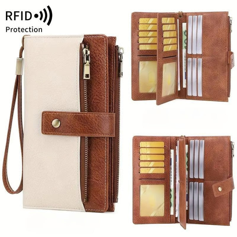 ShieldFold Women's RFID Blocking Leather Wallet - interior card slots and compartment layout