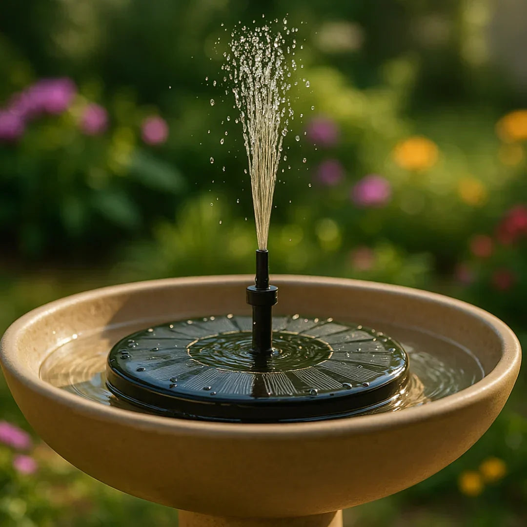 HydroSun Solar Powered Bird Bath Fountain - main product view of solar bird bath fountain