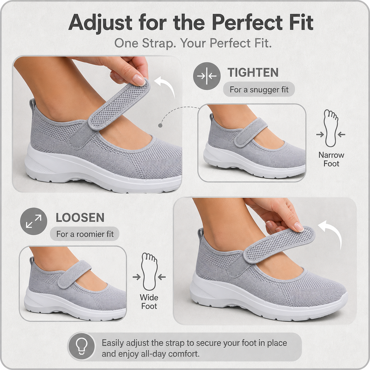 StrideFit Pro™ Amortyzowane sneakersy do chodzenia z regulowanym paskiem