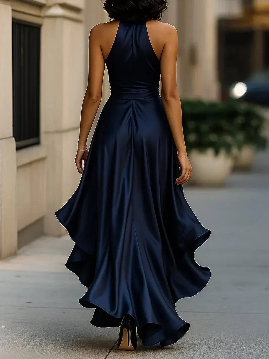 Tania Avellino™ Elegancka sukienka wieczorowa halter z dopasowaną talią
