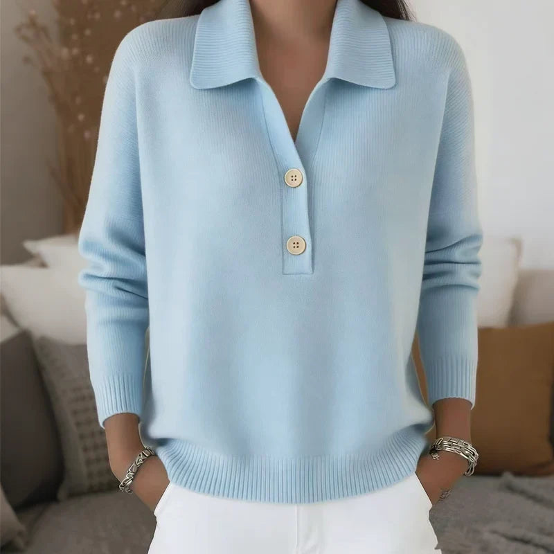Teodora Bolzano™ Wszechstronny pullover z kołnierzem i dekoltem w serek
