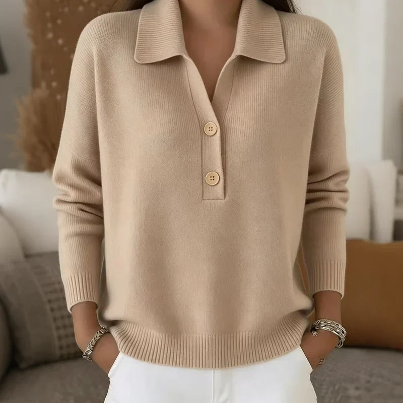 Teodora Bolzano™ Wszechstronny pullover z kołnierzem i dekoltem w serek