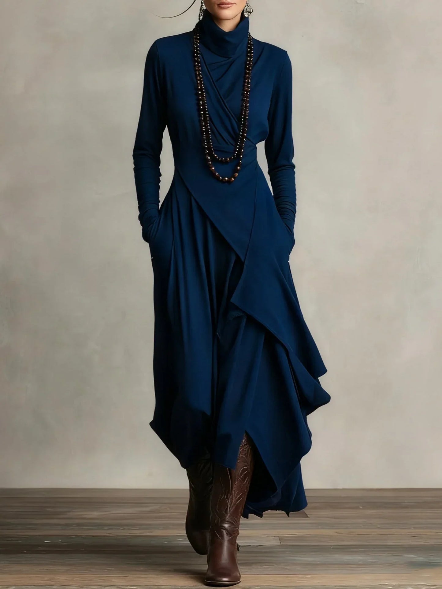 Teodora Solinas™ Elegancka sukienka z golfem na każdą okazję