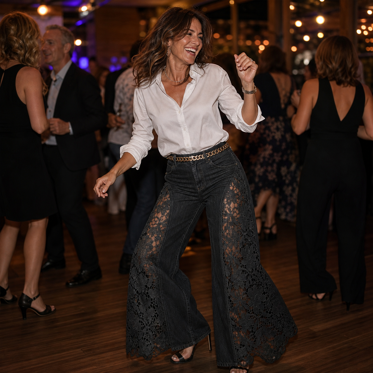 Teodora Zaffaroni™ Jeansy z szerokimi nogawkami na eleganckie wieczory