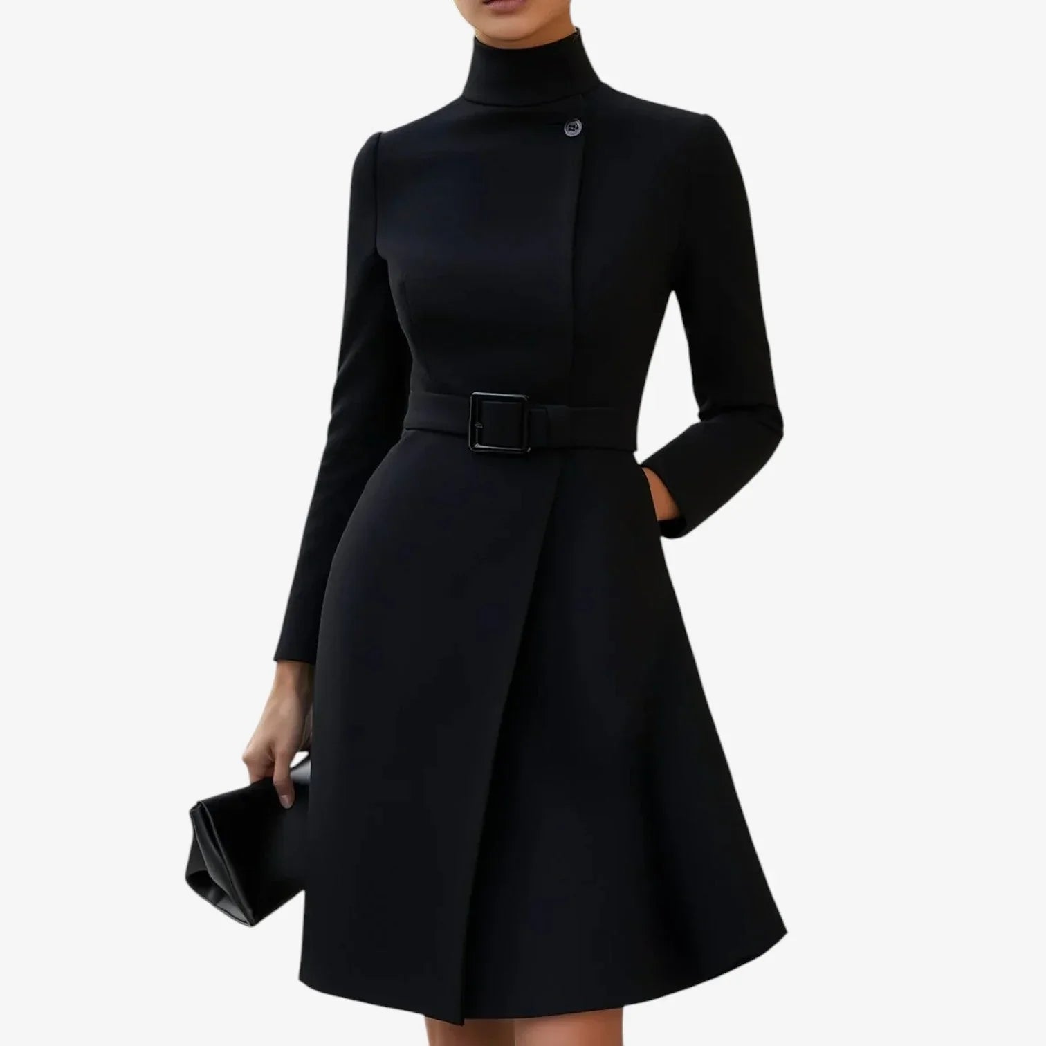 Yara Helena Belted Dress - main front view of the belted dress