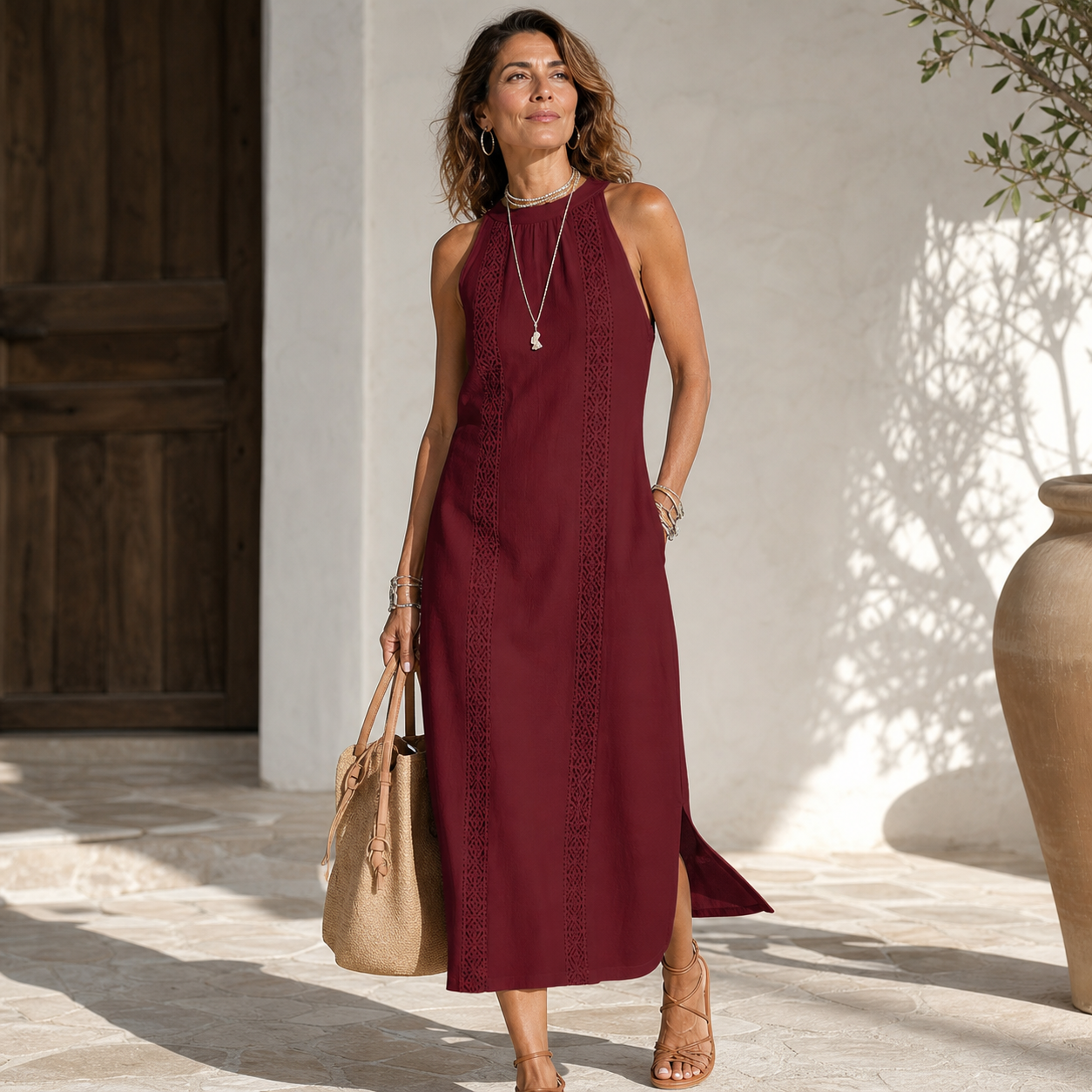 Zaira Zanardi™ Wszechstronna sukienka midi z dekoltem halter w swobodnym stylu