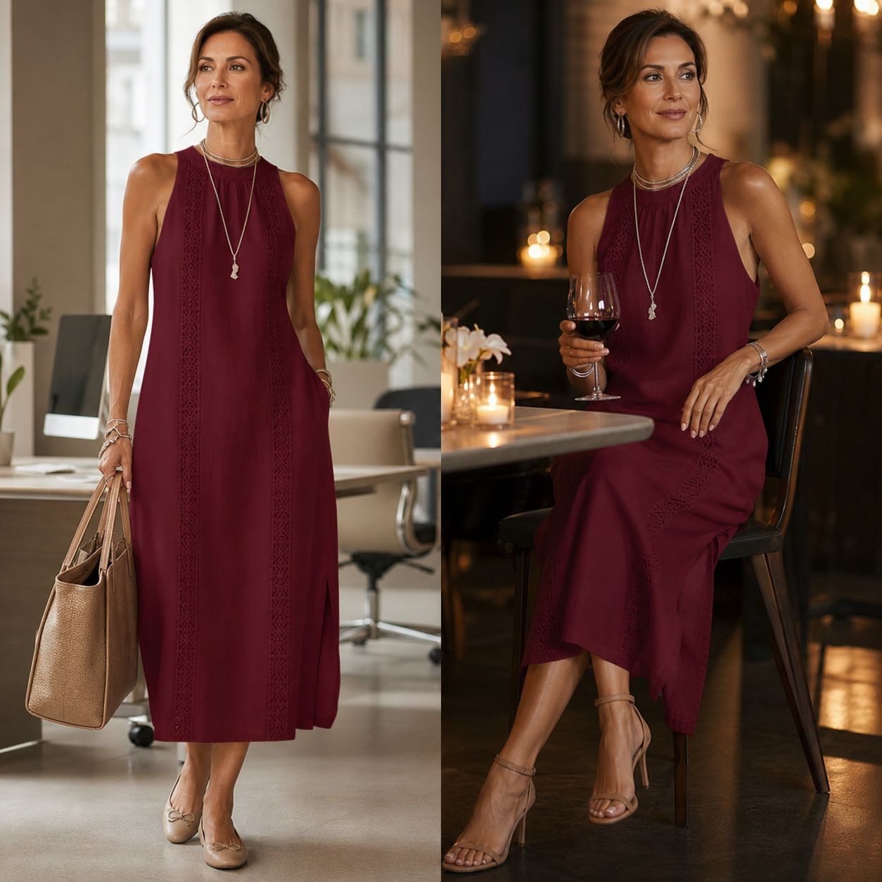 Zaira Zanardi™ Wszechstronna sukienka midi z dekoltem halter w swobodnym stylu