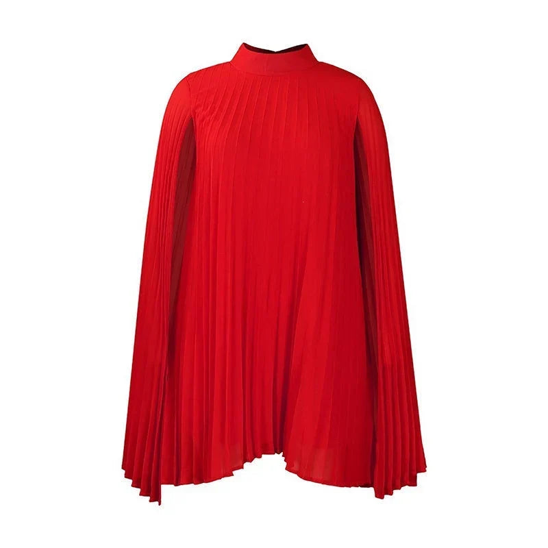 Zelinda Barchetti™ Elegancka sukienka plisowana z peleryną dla prostej elegancji
