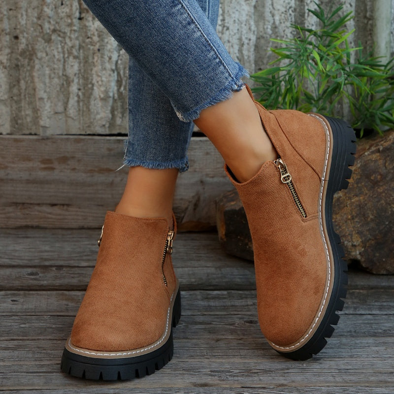 ZipStryde Sleek Zip Ankle Boots - three-quarter angle view of round toe ankle boot